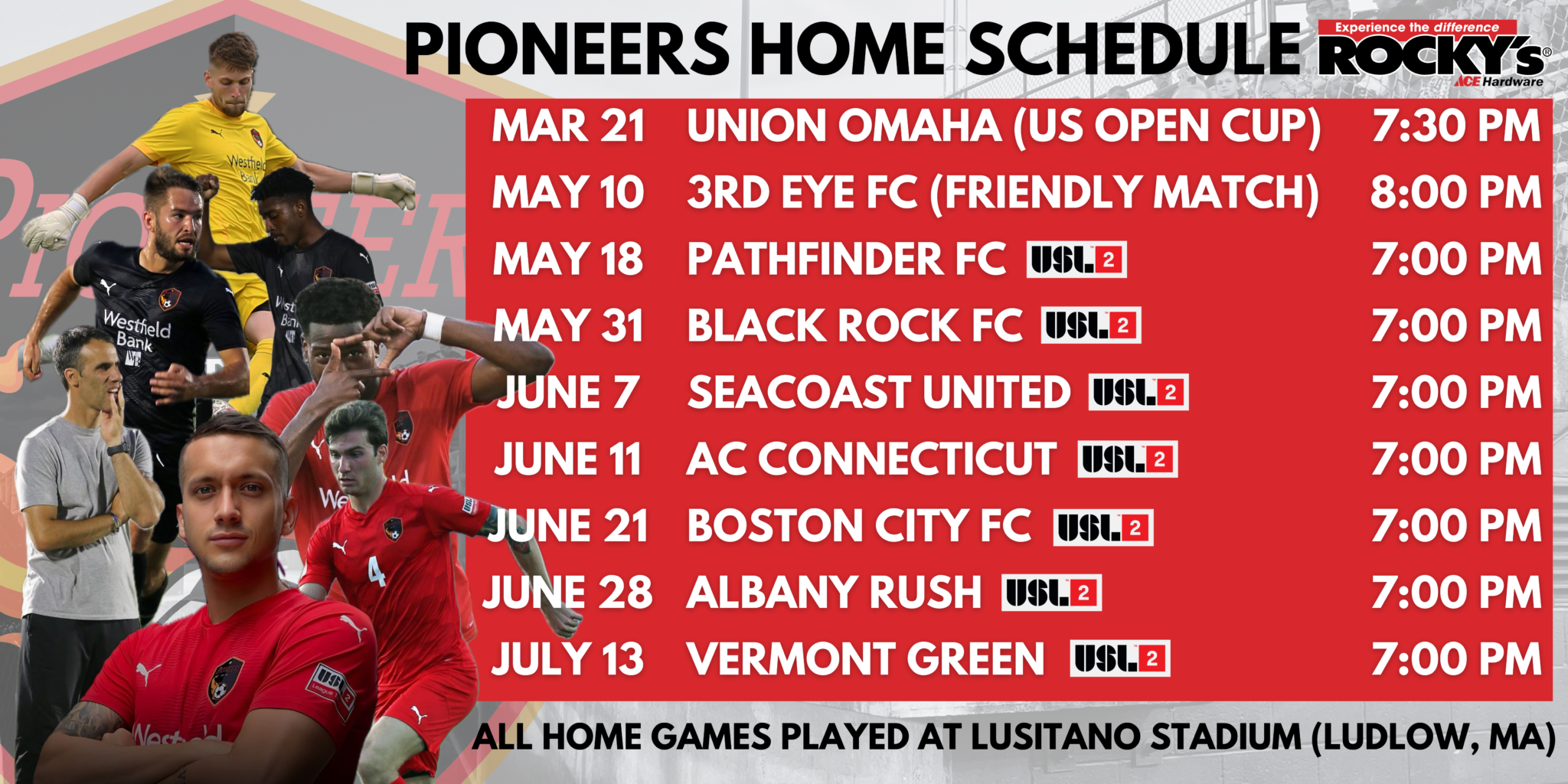 Schedule Western MA Pioneers